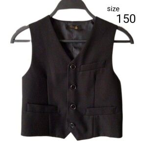 ジレ ベスト ブラック 黒 ジュニア フォーマル スーツベスト 150cm 4ボタン