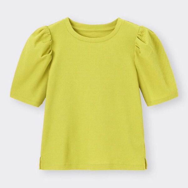 GU ワッフル ボリュームスリーブ Tシャツ ワッフルTシャツ 半袖