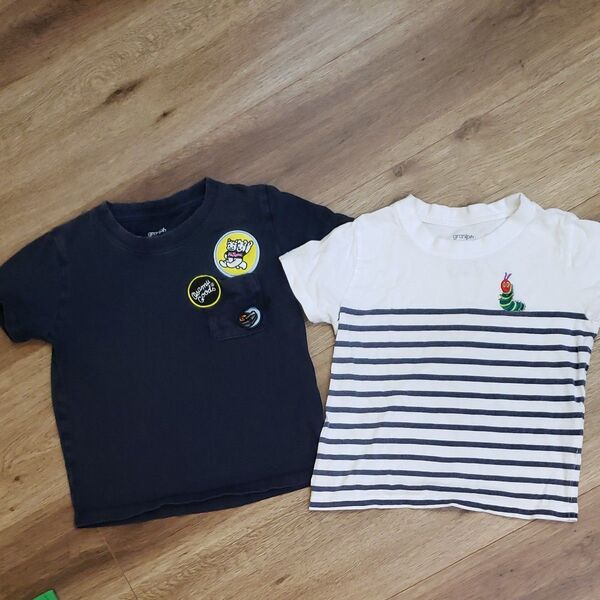 グラニフ 110センチ 半袖Tシャツ 2枚セット はらぺこあおむし エリックカール オサム