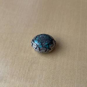 ターコイズ シルバー装飾ビーズ チベット産 P