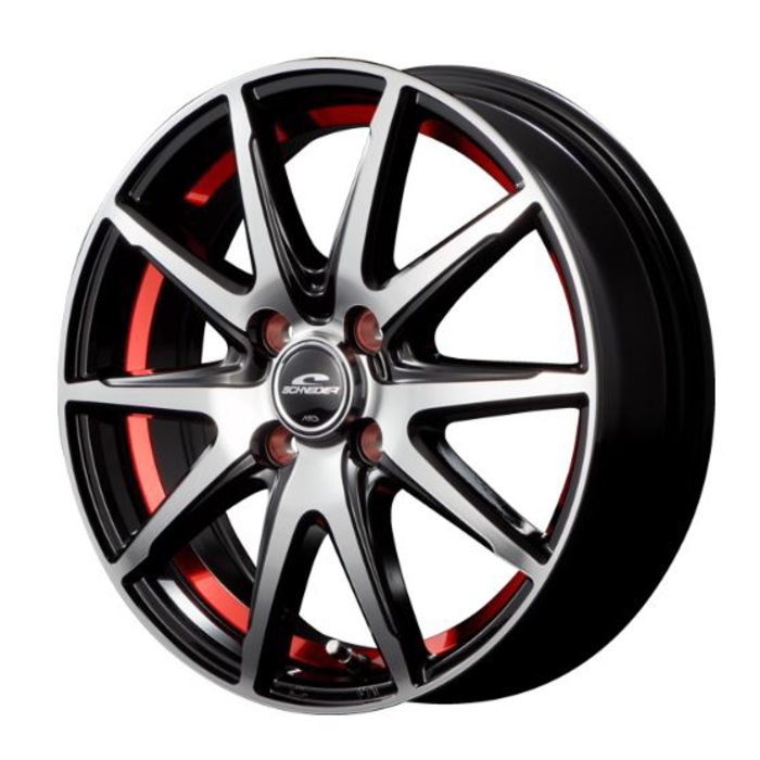 業販 YOKOHAMA GEOLANDAR A/T G015 155/65R14 SCHNEIDER RX-02 ブラック/レッド 14インチ 4.5J+45 4H-100 4本