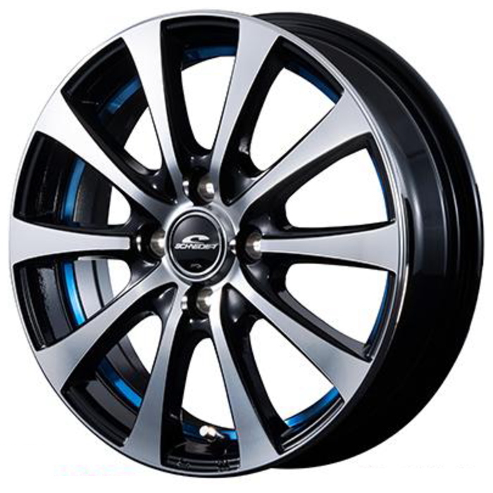業販 YOKOHAMA BluEarth-GT AE51 195/60R16 SCHNEIDER RX-01 ブラック/ブルー 16インチ 6J+43 4H-100 4本