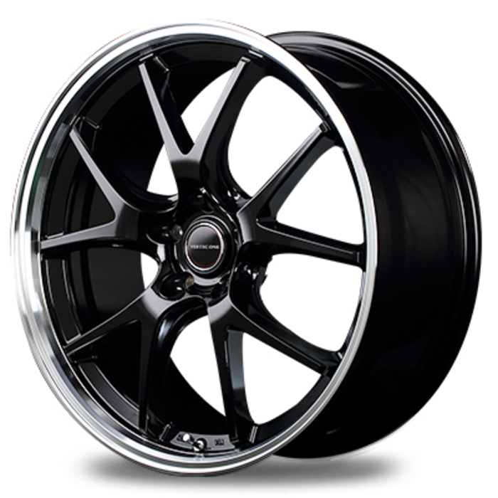 業販 YOKOHAMA ADVAN APEX V601 265/35R18 VERTEC ONE EXE5 グロッシーブラック/リムポリッシュ 18インチ 7J+55 5H-114.3 4本