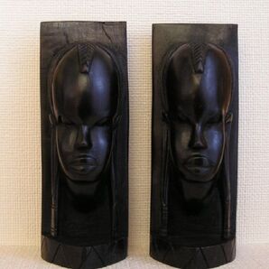 新品 黒檀 マサイ オブジェ ブックエンド