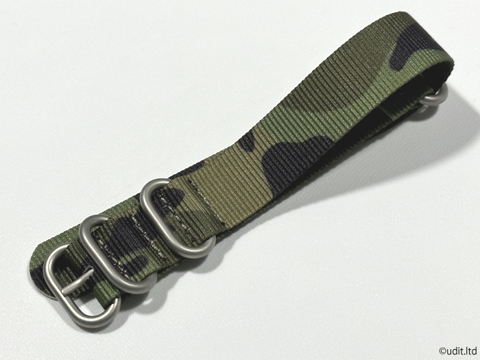 ラグ幅20mm 高品質 迷彩 NATOベルト ストラップ 尾錠シルバー カモフラ