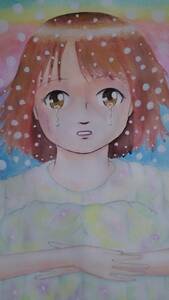 Art Auction B5 size original Hand-Drawn artwork illustration A girl crying while holding her knees, comics, anime goods, hand drawn illustration