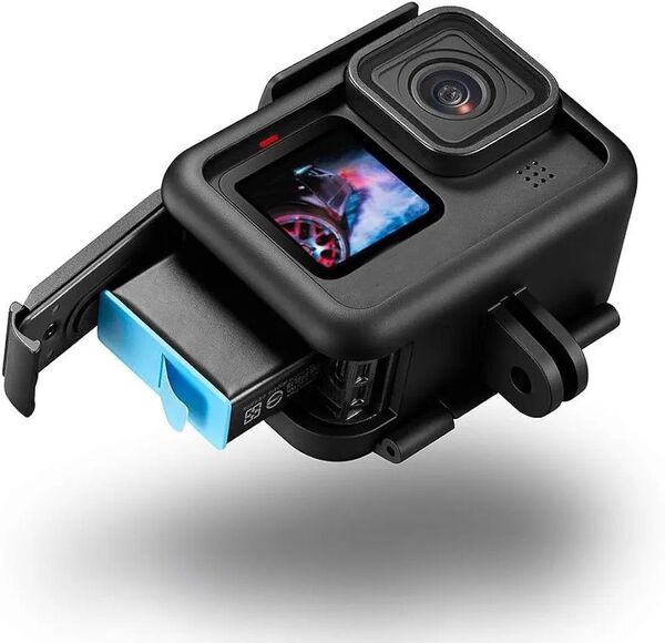 GoPro HERO12/11/10/9 Black用 保護フレーム+シリコンレンズカバー 直接充電 スポーツカメラアクセサリ