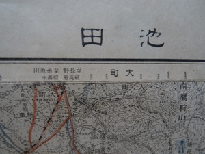 　古地図 長野県　池田　大正８年発行　古書　　地図　資料　　58×46cm　