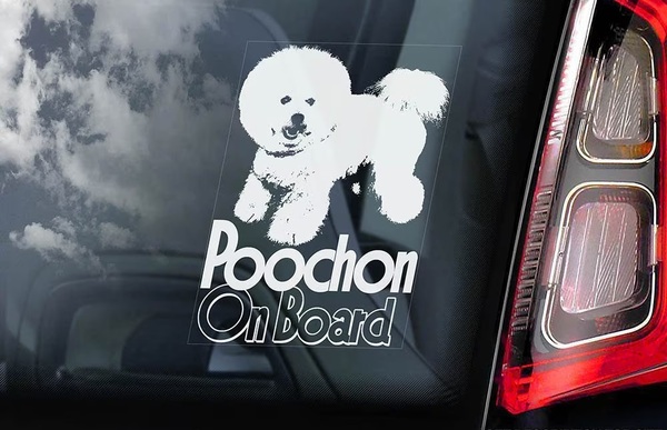 ◆POOCHON プーション=プードルxビションフリーゼ ミックス 190 x 100mm 外張り@カーステッカー@外貼り@カー ステッカー シール DOG 犬 D1
