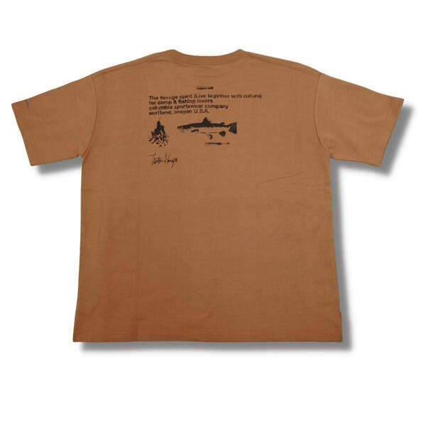 即決☆コロンビア グローリーバレーキャンパーズ ELK/XLサイズ 厚生地 半袖Tシャツ ブラウン系 守矢努 キャンプ&フィッシング 魚 釣り