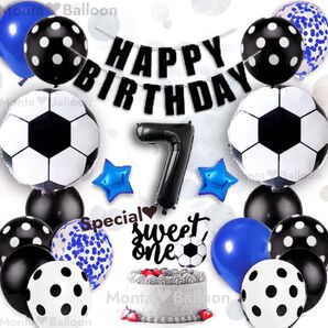 誕生日 豪華セット ガーランド 飾り付け サッカー 9歳 8歳 7歳 6歳 5歳 4歳 3歳 2歳 1歳 黒 男性 男の子 飾り