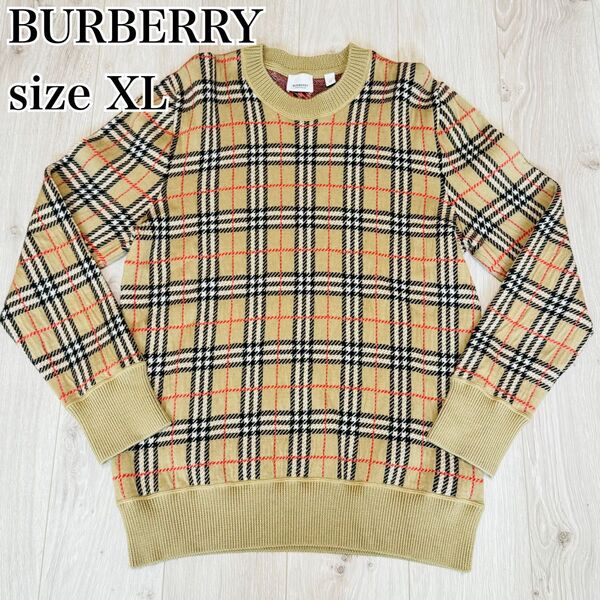 【極美品】BURBERRY London England ヴィンテージチェック ニットトップス メンズ XL ノバチェック ウール
