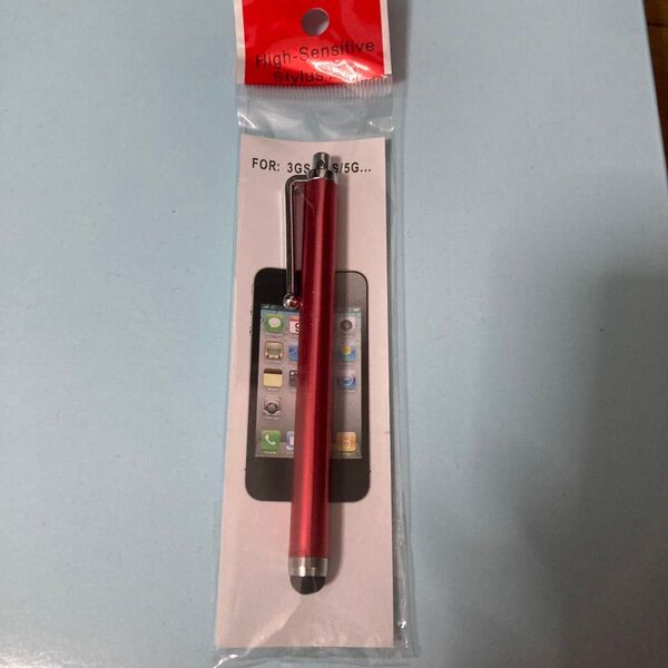 スマホタッチペン1本、レッド