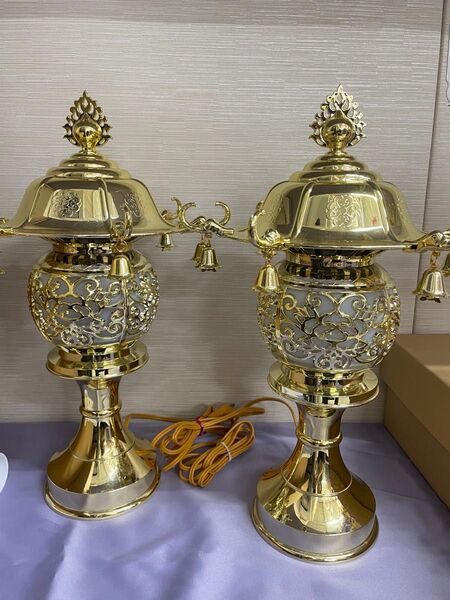 特大 極楽灯 12号(高さ42cm) 置き提灯 お盆 ゴールド 灯籠 仏具 初盆