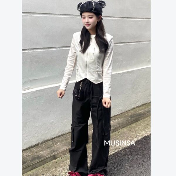 ILLIGO String Cargo Banding Pants Black