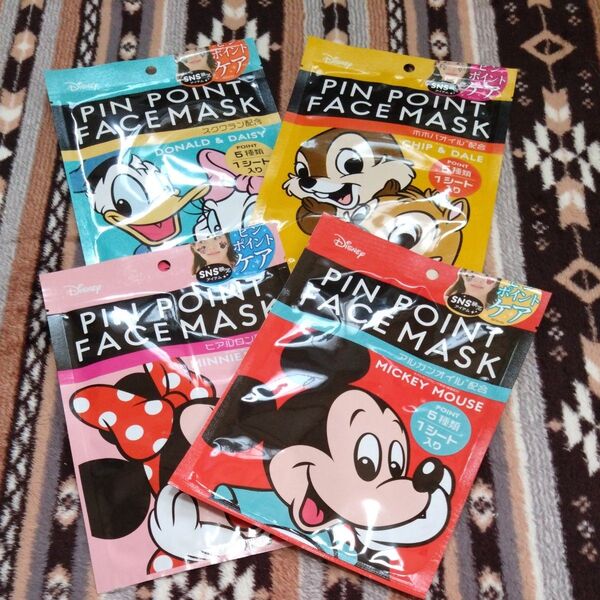 ディズニーのポイントフェイスマスク ミッキー マウスミニーマウス ドナルド&デイジー チップとデールの4種類