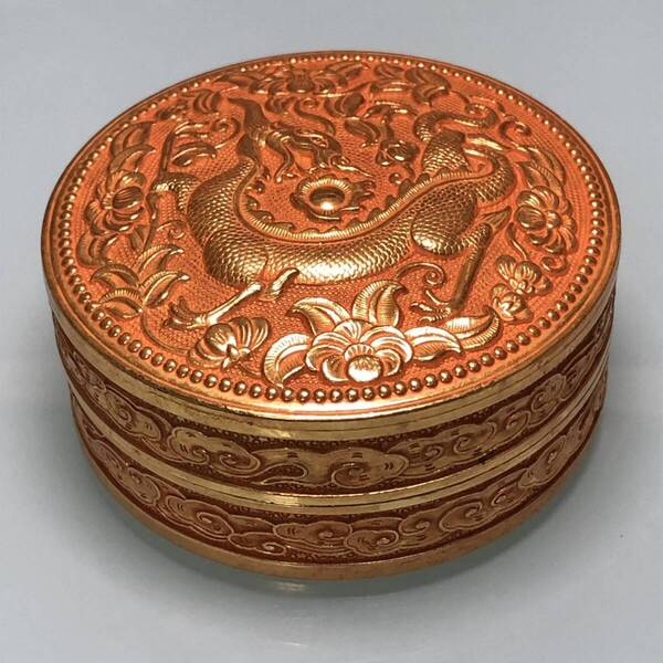 古美術 清国 乾隆年製 宝箱 龍獣 祥雲 吉祥纏枝紋 高級収蔵箱 小物入れ箱 ケース インテリア