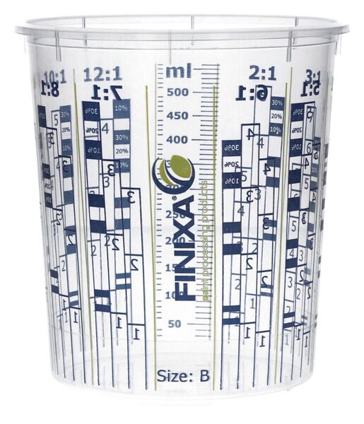 10個セット 650ml FINIXA プリントミキシングカップ×10個 保管用蓋×10個 ミキシングパドル2本付 鈑金塗装