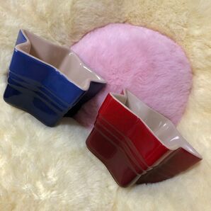 【 ル・クルーゼ/Le Creuset】ラムカン エトワール 星型 赤と青 小物入れ プリン デザート 器