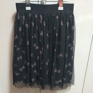 Lois CRAYONリボン&ドット柄チュールスカート