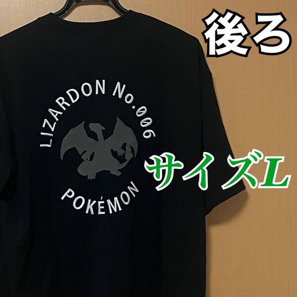 【新品タグ付き】 ポケモン リザードン 半袖 tシャツ 黒 L 刺繍 ポケットモンスター