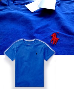 【既決USA】Polo Ralph Lauren・ ラルフローレン@完売胸元刺繍【POLO】ロゴ入半袖Tシャツ 【Logo Crew-Neck Tee】Blue@M