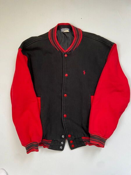 POLO RALPH LAUREN ビンテージ USA製 ブルゾン 90s スウェットスタジャンリメイク バック刺繍