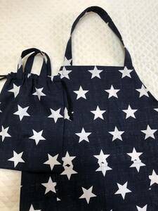  prompt decision!140.*** apron 3 point set *** large star pattern ( black )