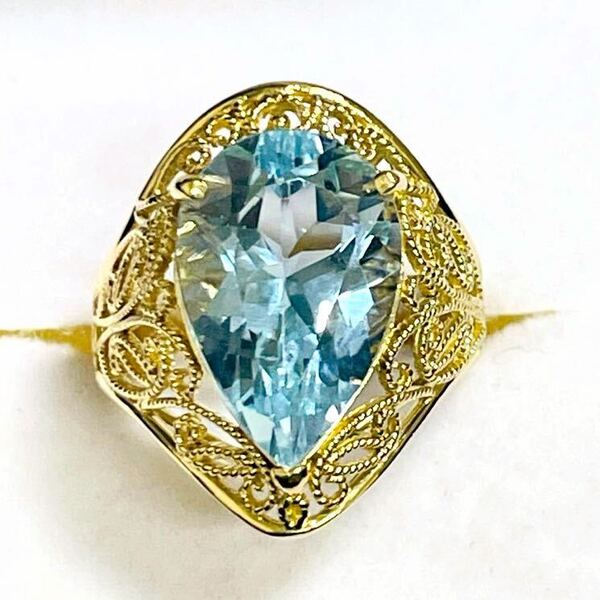 ☆K18 ブルートパーズ7.30ct リング☆