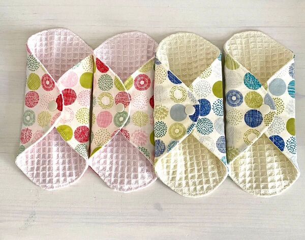 おりものライナー、布ナプキン、ワッフルライナー布おりものシート4枚、ハンドメイド