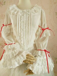  new goods Lolita lady's retro manner tops blouse circle collar . sleeve Prince long sleeve slim race costume play clothes lovely Gothic and Lolita . white color 