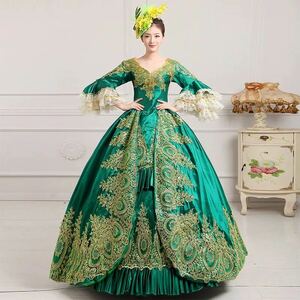 o bargain green Gold embroidery . group .. color dress long dress pannier hat attached front . production stage Mai pcs costume 