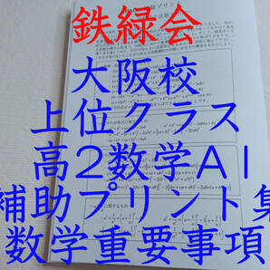 鉄緑会 大阪校 高2数学A1 補助プリント集 フルセット 数学重要事項 上位クラス専用 駿台 河合塾 東進