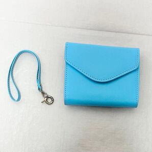 新品 カードケース スキミング防止 コイン入れ 財布 ホルダー 水色 a