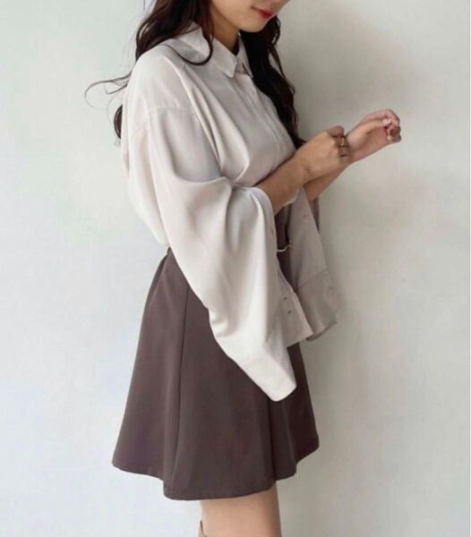 ロングシャツ とろみ マルチ レディース フリーサイズ NICE CLAUP 秋 長袖 アウター トップス オシャレ 韓国