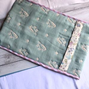 ふんわりガーゼのアイス枕カバー ハンドメイド 六重織ガーゼ fuwara アイスノン ブルー ユニコーン