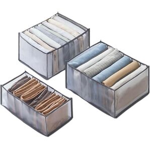 3個入り ズボン収納ボックス 引き出し 仕切り 収納ケース グレー 3個セット