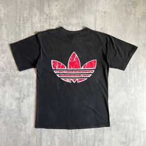 【90s adidas】Tシャツ フェード 墨黒 usa製 トレフォイル 古着