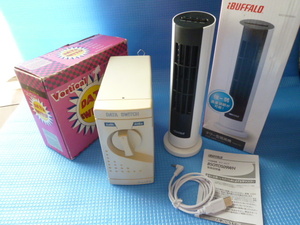 b★未使用★iBUFFALO USB扇風機 タワータイプ 風量調整付 ホワイトとおまけ(シグマ縦型データスイッチAEN2-36X)