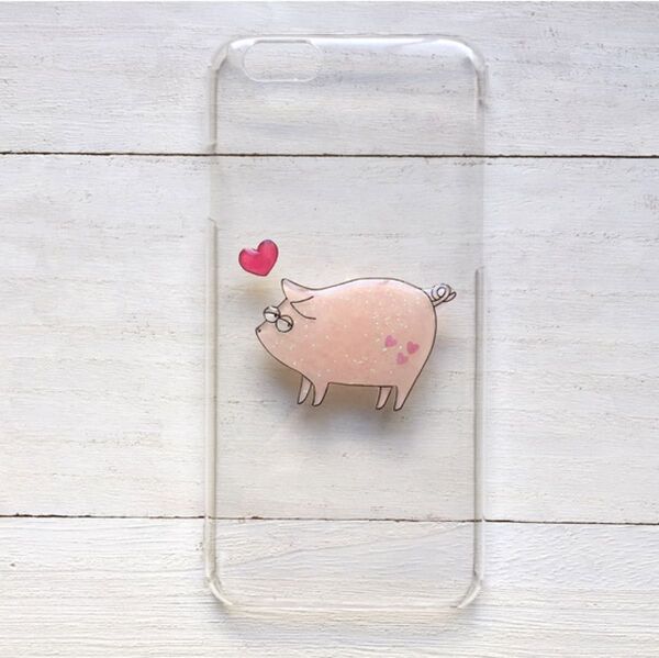 スマホケース 全機種対応 iPhone14 ブタ かわいい ハンドメイド ハードケース ソフトケース 全機種対応