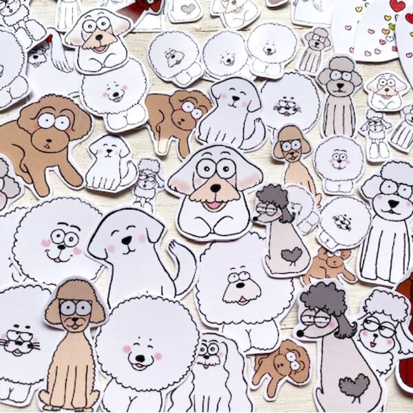 フレークシール シール 犬 プードル ビジョンフリーゼ マルチーズ かわいい ハンドメイド