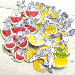 フレークシール シール レモン スイカ ウサギ かわいい ハンドメイド
