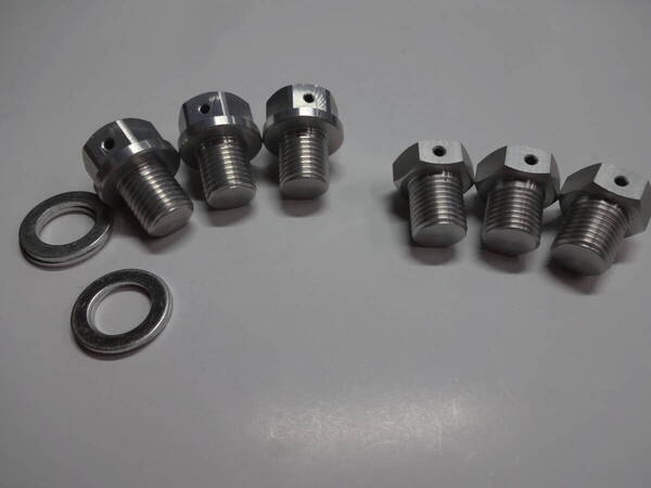 アルミドレンボルトM14×P=1.5 六角対辺19mm 6個【送料込】