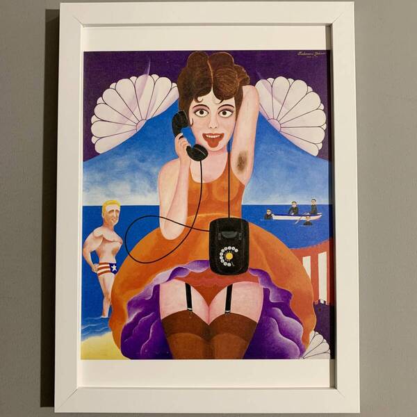 ■横尾忠則■「電話」1966年/B5額装品/高松市美術館/現代アート/貴重イラスト/印刷物/インテリア G538