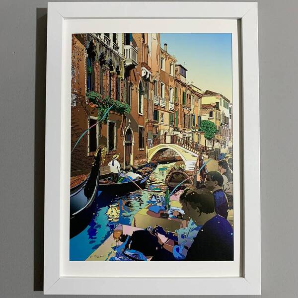 ■鈴木英人■「VENICE 2001」/B5額装品/ウィンズ出版/JAL機内誌/貴重イラスト/印刷物/インテリア G568