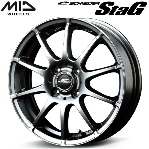 MID SCHNEDER StaG ホイール4本Set メタリックグレー 4.0J-13インチ 4穴/PCD100 インセット+42