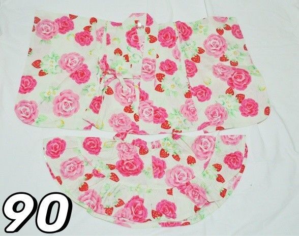 90 西松屋 甚平 浴衣 ゆかた 花柄 ハイジュニア 着物 和服
