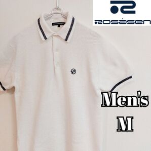 【ROSASEN】ロサーセン 半袖ニットシャツ ゴルフ メンズM ホワイト
