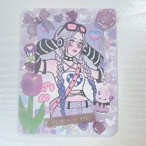 硬質ケース シールデコ トレカケース トレカ 紫 パープル コラージュ デコ