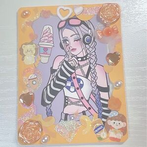 硬質ケース シールデコ コラージュ トレカケース トレカ オレンジ
